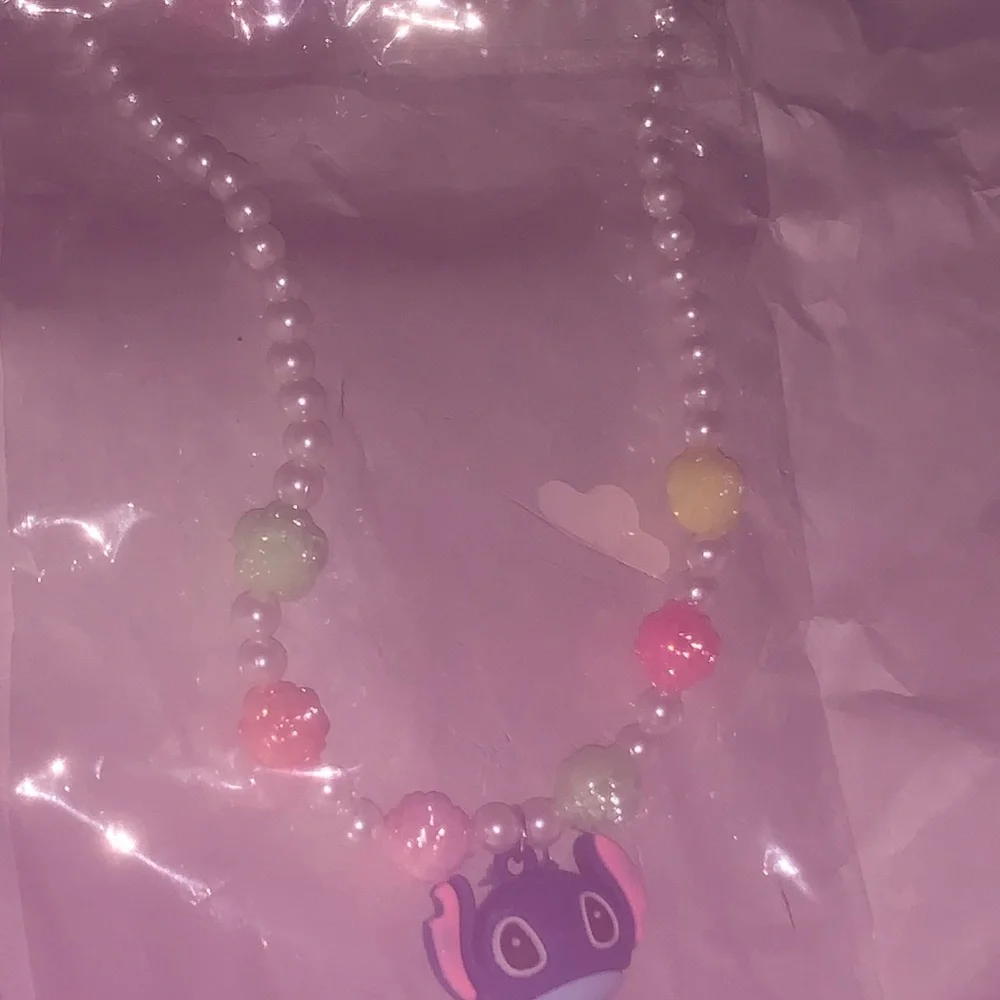 Colorful Beaded Stitch Kids Necklace Bracelet Set Pearl and pastel roses NWT